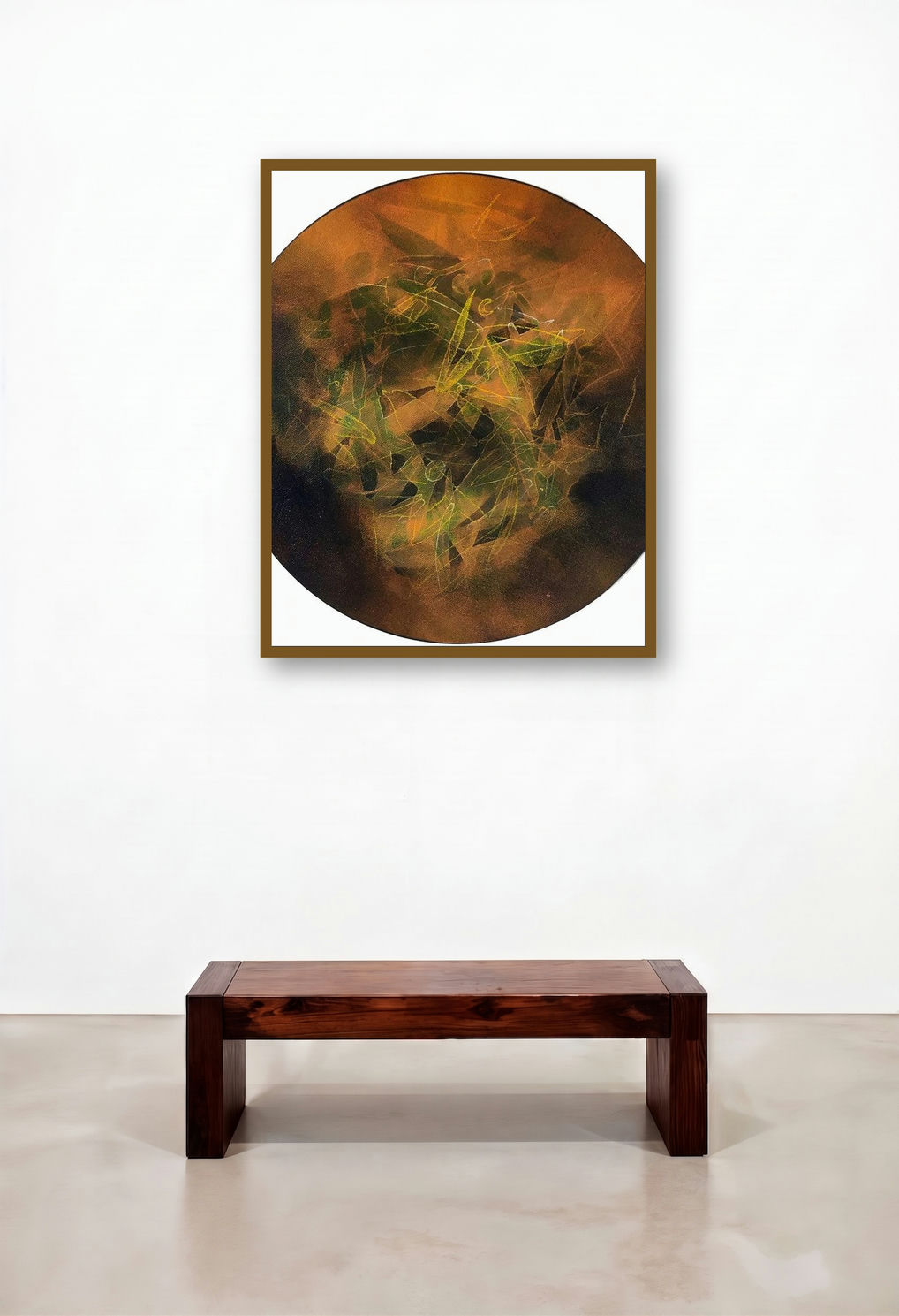 Untitled 3 (Cosmic Dance) by artist Ashok Hinge displayed in a Industrial Library
