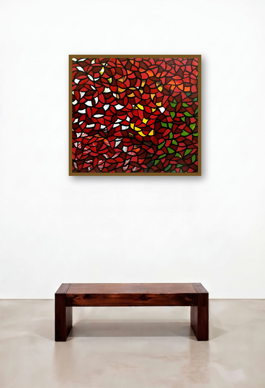 Untitled 3 (Red Green) by artist Pratap Kore displayed in a Eclectic Lounge