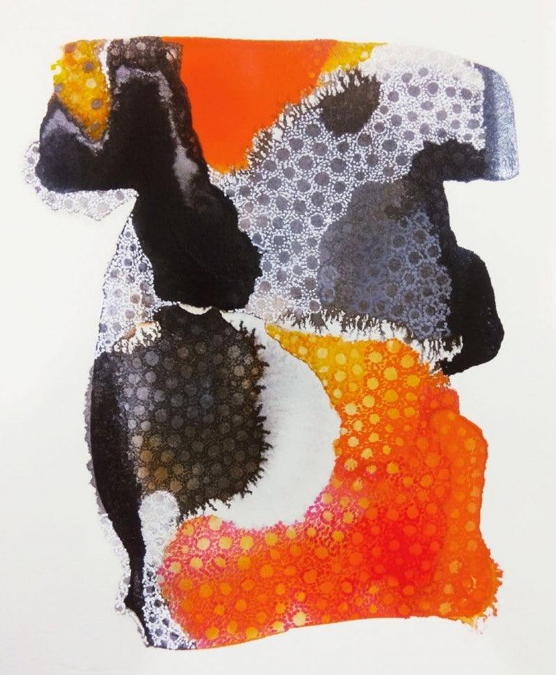 Abstract mixed media painting titled 'Untitled 3', 48x36 inches, by artist Huma Khan on Canvas