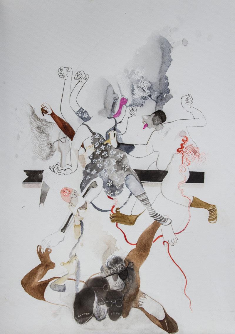 contemporary mixed media painting titled 'Untitled 3', 16x11 inches, by artist Susmita Chowdhury on Paper