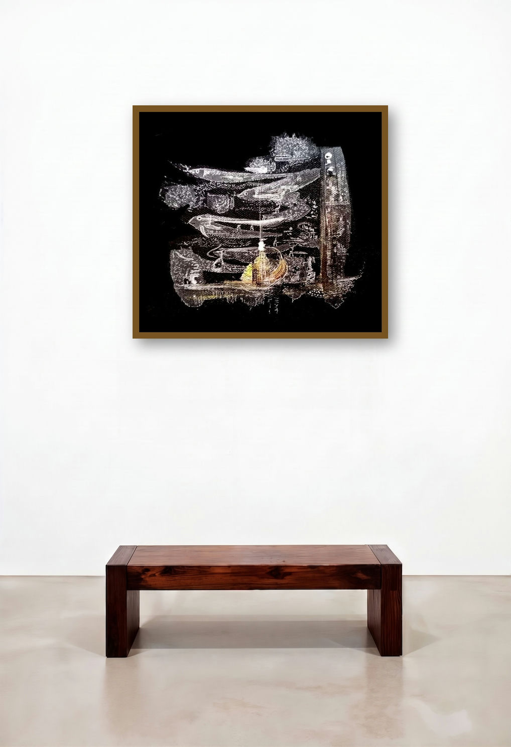 Untitled 3 (Night Fishing) by artist Trapti Porwal displayed in a Eclectic Penthouse