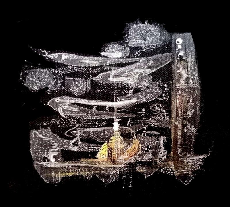 Abstract acrylic painting titled 'Untitled 3', 12x12 inches, by artist Trapti Porwal on Canvas