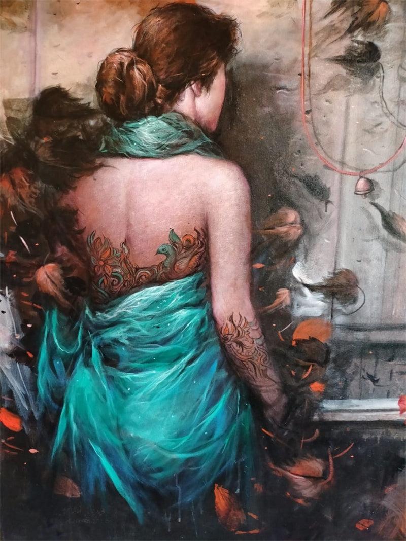 Figurative acrylic painting titled 'Untitled 3', 50x40 inches, by artist Sekhar Kar on Canvas