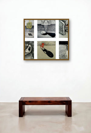 Untitled 3 (Untitled 2) by artist Bharat Dodiya displayed in a Traditional Bedroom