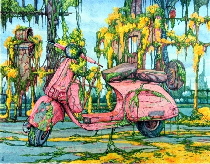 contemporary watercolor painting titled 'Untitled 3', 24x36 inches, by artist Bahuleyan C B on Paper