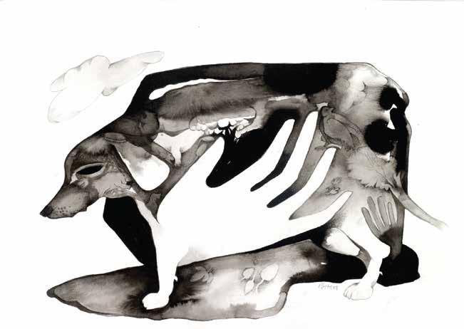 Animals ink charcoal drawing titled 'Untitled 3', 11x15 inches, by artist Milan Desai on paper