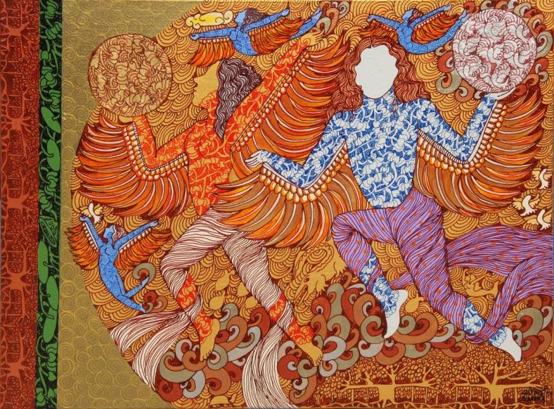 contemporary mixed media painting titled 'Untitled 3', 18x24 inches, by artist Seema Kohli on Canvas