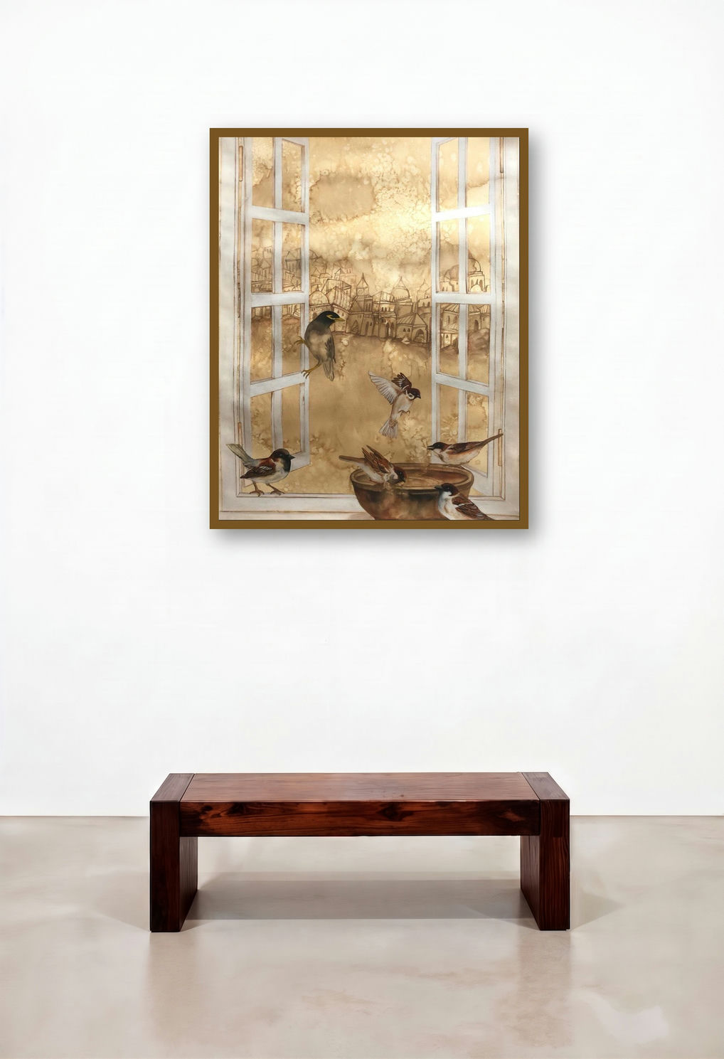 Untitled 3 (Urban Sanctuary) by artist Afza Tamkanat displayed in a Classic Family Room