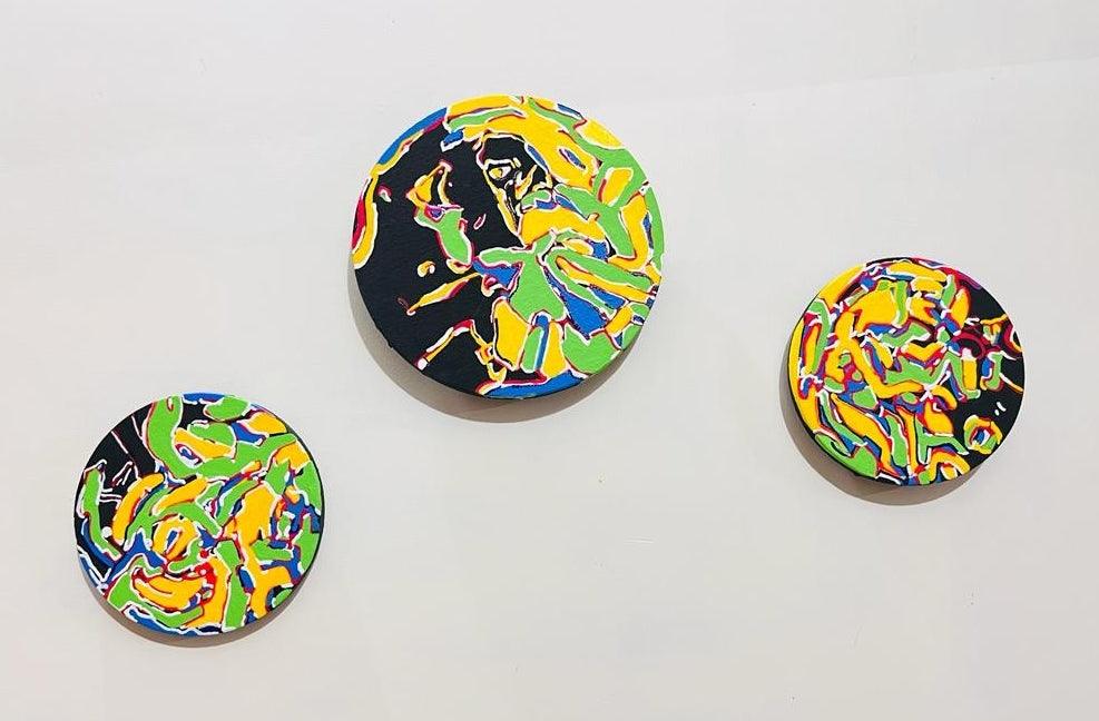 Abstract acrylic painting titled 'Untitled 3', 8x8 inches, by artist Meena Pathak on Canvas