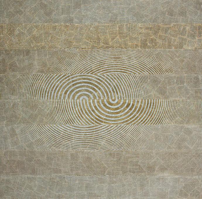 Abstract mixed media painting titled 'Untitled 3', 96x96 inches, by artist Yuvan Bothisathuvar on Board