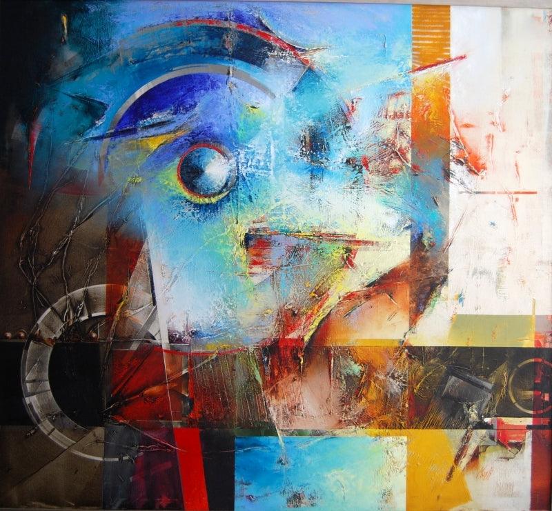 Abstract oil painting titled 'Untitled 3', 66x60 inches, by artist Murli Dhar Rai on Canvas