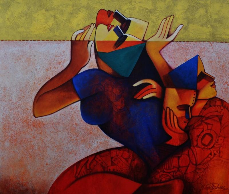 Figurative acrylic painting titled 'Untitled 3', 36x42 inches, by artist Nawal Kishore on Canvas