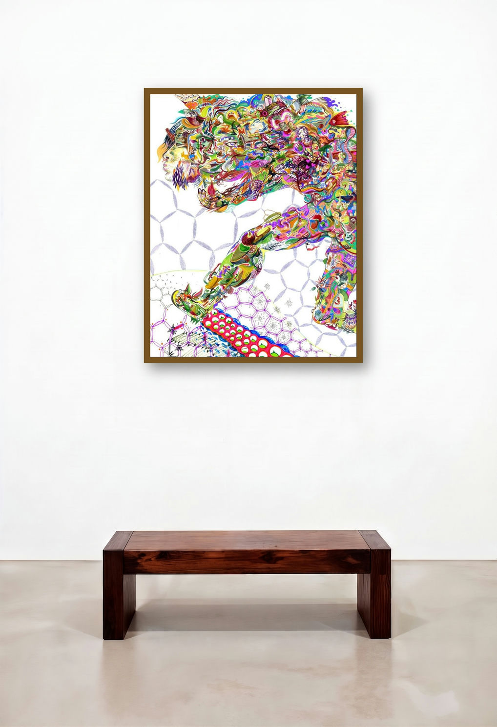 Untitled 3 (A Cosmic Ride) by artist Girinath Gopinath displayed in a Contemporary Executive Office