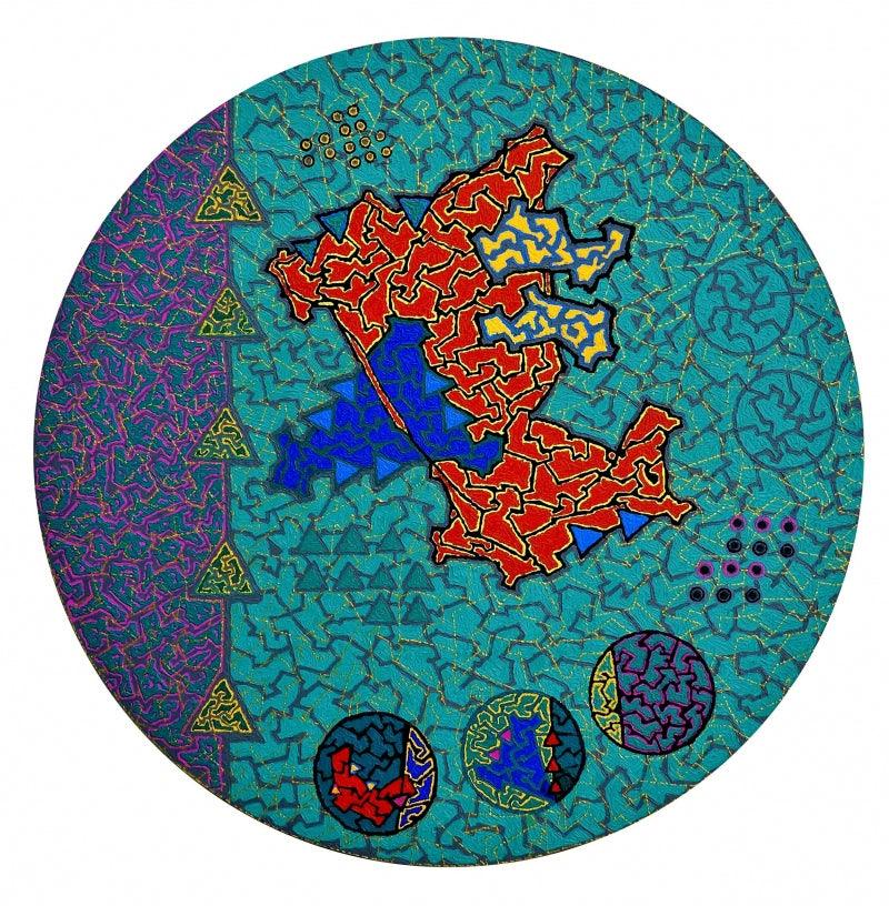 Abstract acrylic painting titled 'Untitled 3', 30x30 inches, by artist Nitin Dongare on Canvas