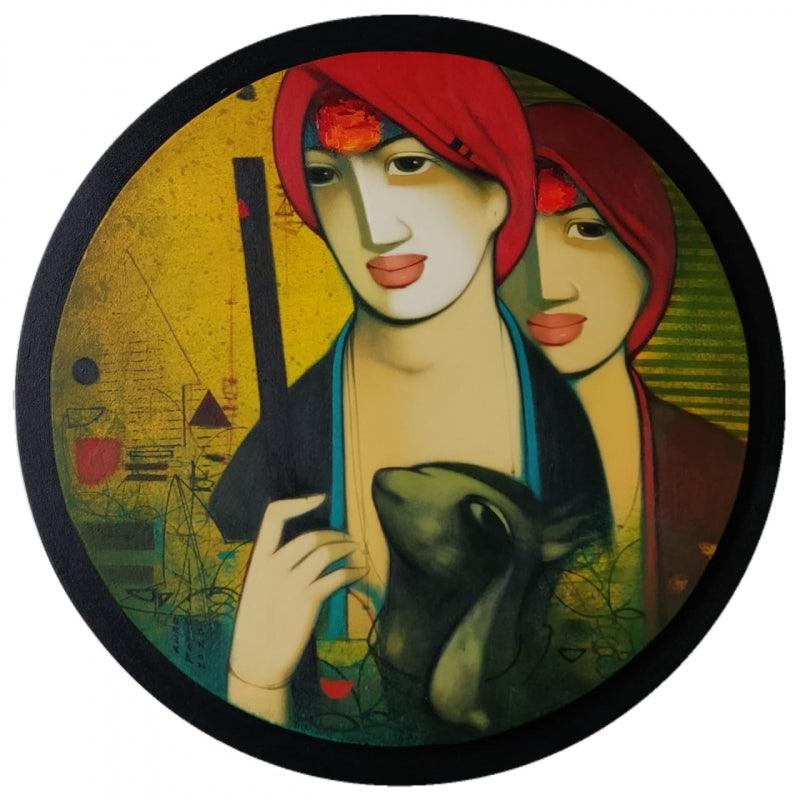 Figurative acrylic painting titled 'Untitled 3', 22x22 inches, by artist Anand Panchal on Canvas