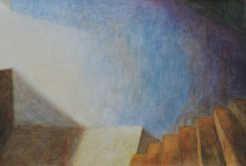 Landscape acrylic painting titled 'Untitled 3', 42x60 inches, by artist Apurba Salui on Paper