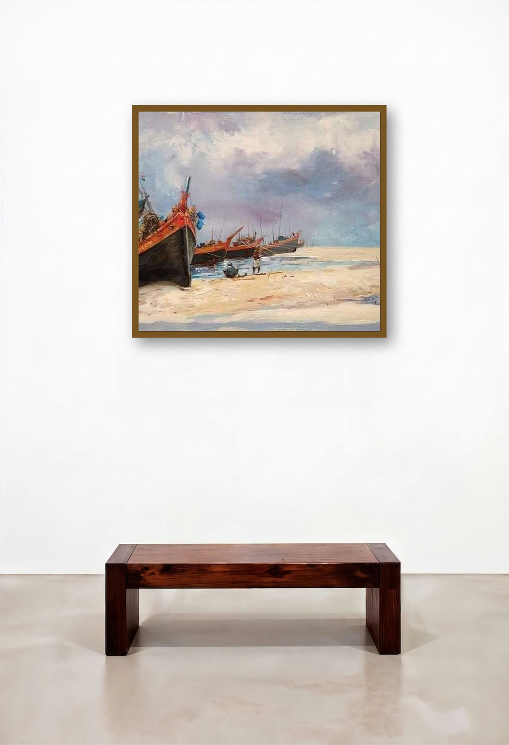 Untitled 3 (Serene Shoreline**) by artist Satyabrata Karmakar displayed in a Industrial Home Office