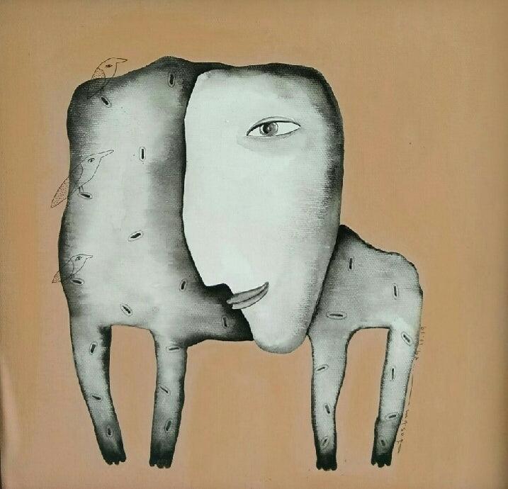 contemporary acrylic painting titled 'Untitled 3', 12x12 inches, by artist Taslim Jamal on Canvas