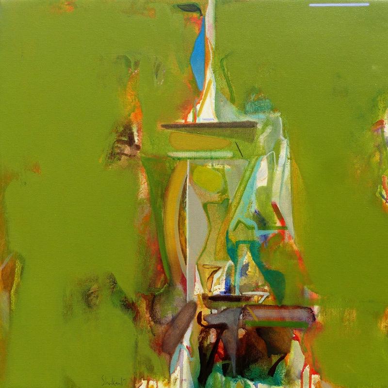 Abstract acrylic painting titled 'Untitled 301', 24x24 inches, by artist Shrikant Kadam on Canvas