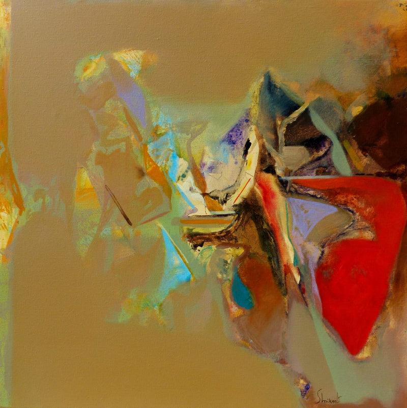 Abstract acrylic painting titled 'Untitled 305', 24x24 inches, by artist Shrikant Kadam on Canvas