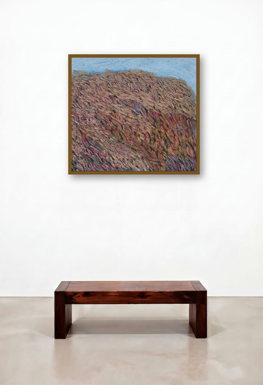 Untitled 31 (Hillside Reverie) by artist Makarand Rane displayed in a Minimalist Living Room