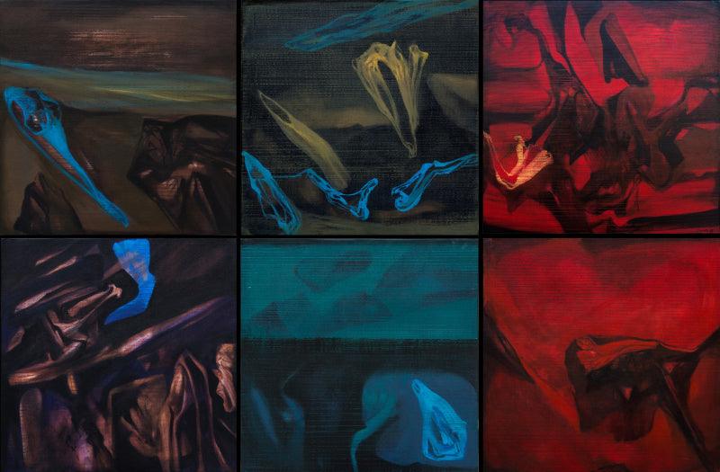 Abstract acrylic painting titled 'Untitled 31', 48x72 inches, by artist Chandan Bhowmick on Canvas