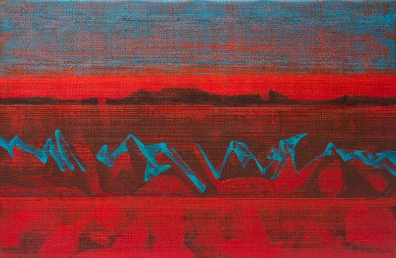 Abstract acrylic painting titled 'Untitled 32', 33x48 inches, by artist Chandan Bhowmick on Canvas