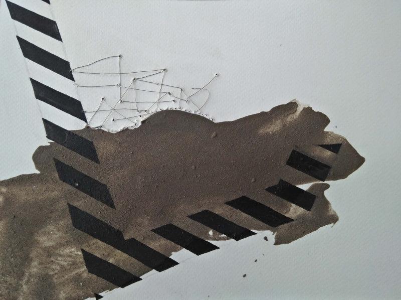 Abstract mixed media titled 'Untitled 32', 8x13 inches, by artist Santanu Dey on Acid Free Paper