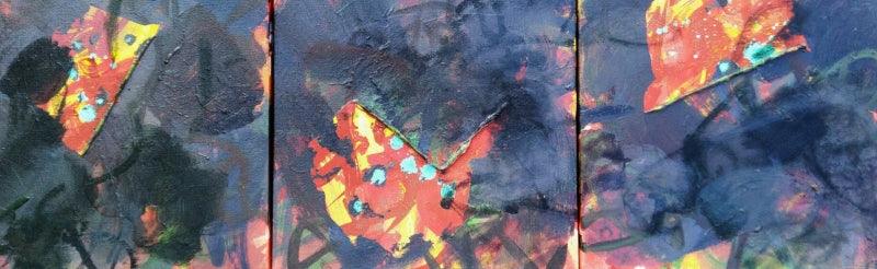 Abstract acrylic painting titled 'Untitled 33', 12x36 inches, by artist Vidya Sagar Singh on Canvas