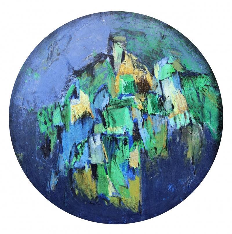 Abstract mixed media painting titled 'Untitled 33', 48x48 inches, by artist Anuja Paturkar on Canvas