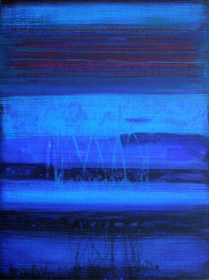 Abstract acrylic painting titled 'Untitled 33', 48x36 inches, by artist Chandan Bhowmick on Canvas