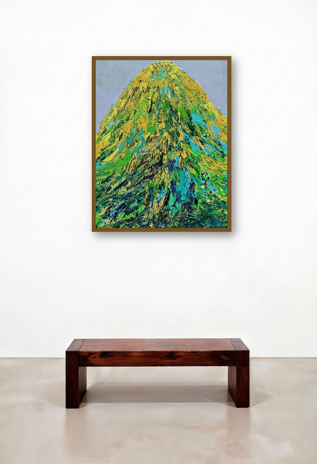 Untitled 34 (Hillside Reverie) by artist Makarand Rane displayed in a Art Deco Reception Area