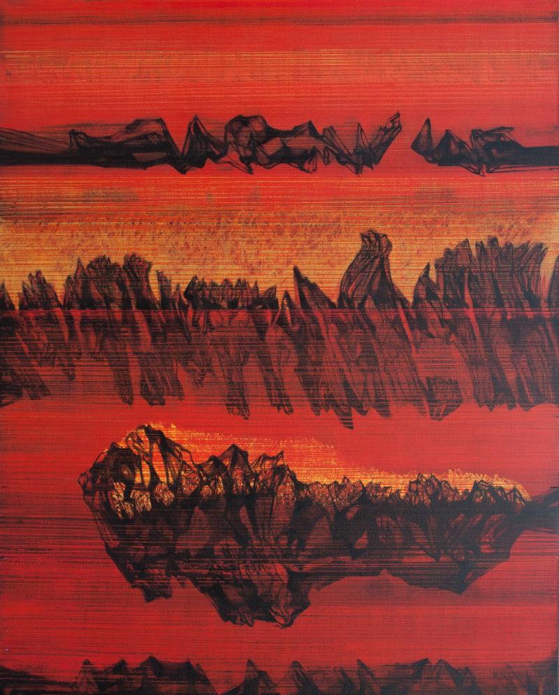 Abstract acrylic painting titled 'Untitled 35', 60x48 inches, by artist Chandan Bhowmick on Canvas