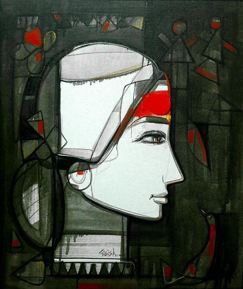 Figurative acrylic painting titled 'Untitled 36', 22x18 inches, by artist Girish Adannavar on Canvas