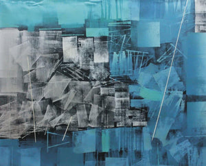 Abstract oil painting titled 'Untitled 36', 36x48 inches, by artist Sudhir Talmale on Canvas