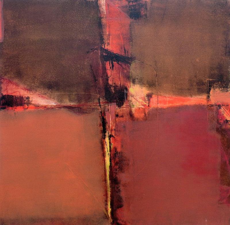 Abstract acrylic painting titled 'Untitled 37', 24x24 inches, by artist Umesh Patil on Canvas