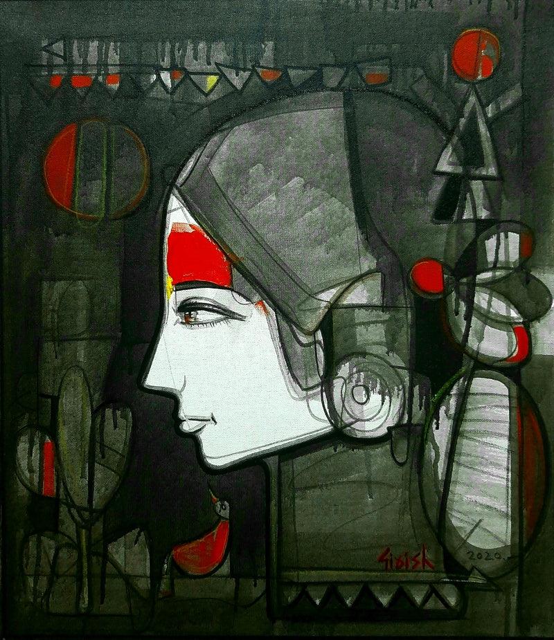 Figurative acrylic painting titled 'Untitled 37', 22x18 inches, by artist Girish Adannavar on Canvas