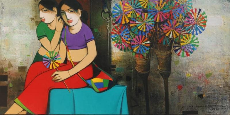 Figurative acrylic painting titled 'Untitled 4', 36x72 inches, by artist Anand Panchal on Canvas