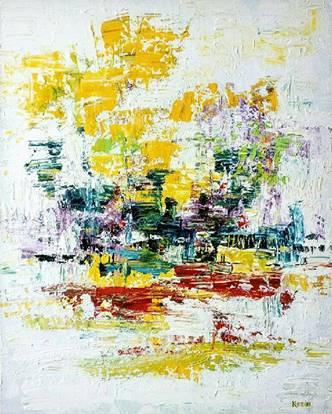 Abstract acrylic painting titled 'Untitled 4', 30x24 inches, by artist Kamran Azim on Canvas