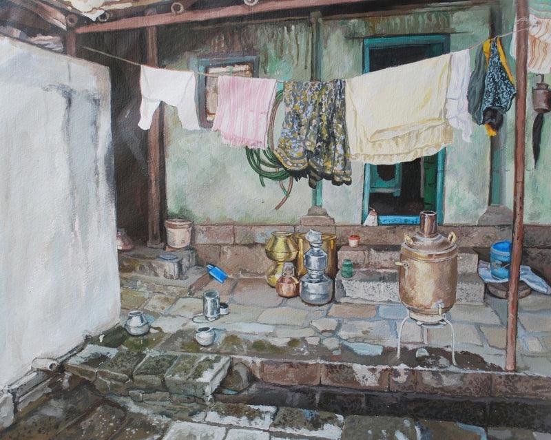 Landscape acrylic painting titled 'Untitled 4', 20x26 inches, by artist Rahul Shedbale on Paper