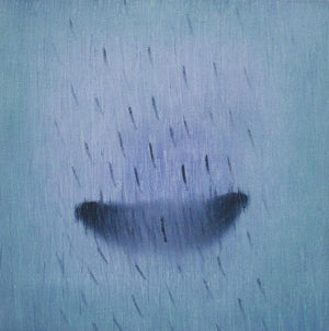 Untitled 4 (The Voyage Within) by Promod Gaikwad, Original Oil Abstract Painting on Canvas, Small Square Wall Art