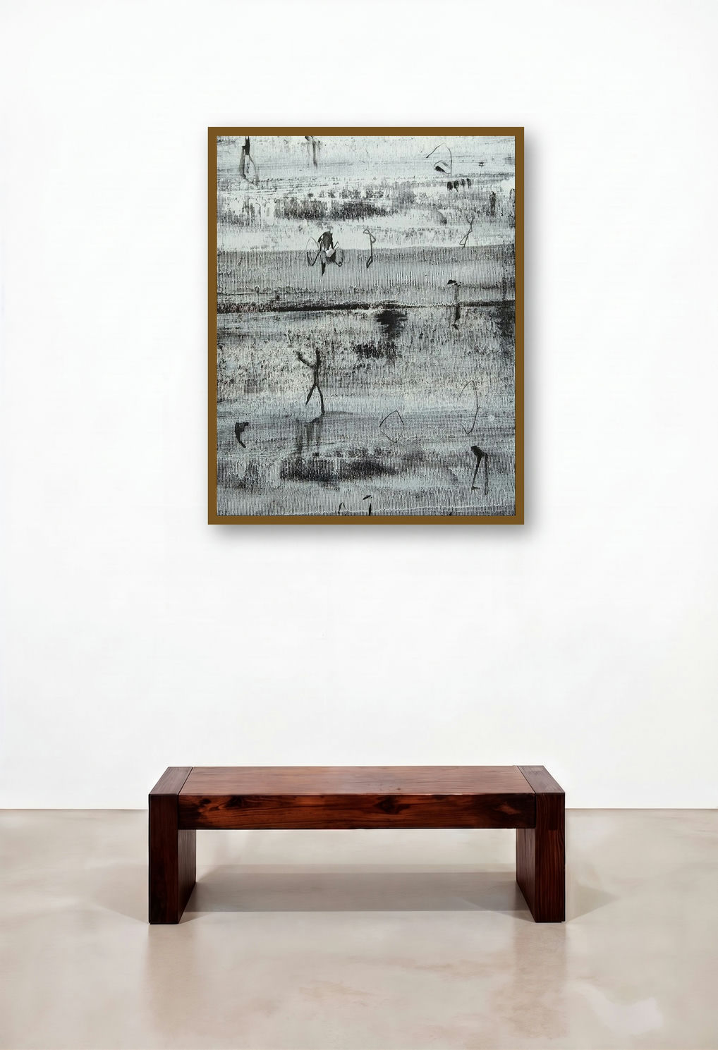 Untitled 4 (Silent Serenity**) by artist Hemant Dhane displayed in a Luxury Bedroom