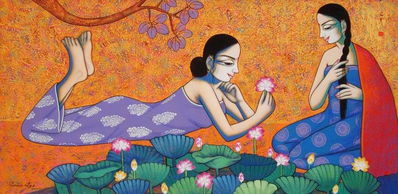 Figurative acrylic painting titled 'Untitled 4', 30x60 inches, by artist Pravin Utge on Canvas