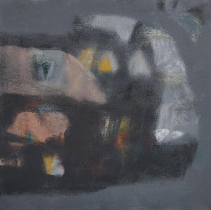 Untitled 4 (Night's Embrace) by Ganesh Bobade, Original Acrylic Abstract Painting on Canvas, Small Square Wall Art