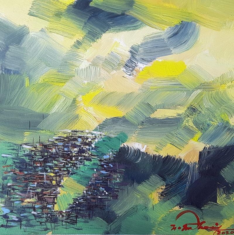 Landscape acrylic painting titled 'Untitled 4', 12x12 inches, by artist Solomon Rajendiran on Canvas