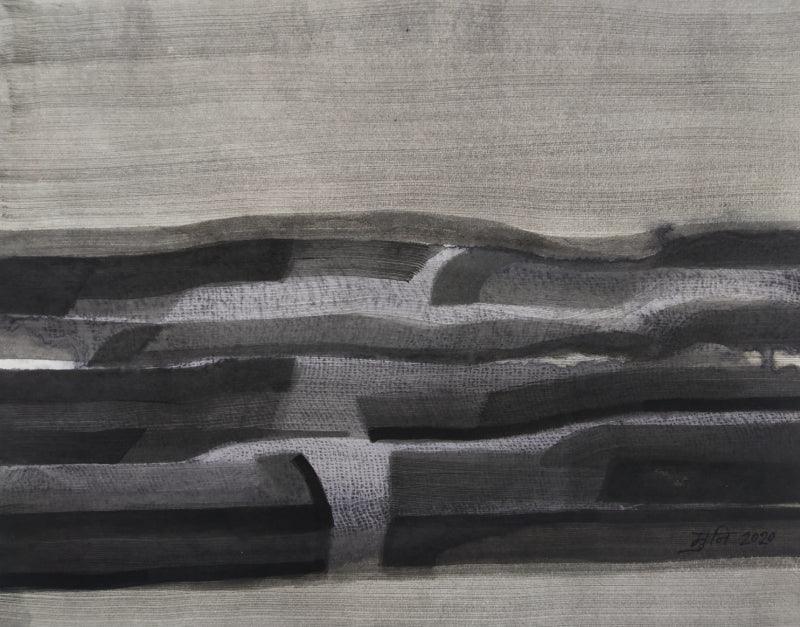 Abstract ink drawing titled 'Untitled 4', 11x14 inches, by artist Muni Sharma on Paper