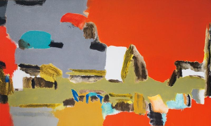 Abstract acrylic painting titled 'Untitled 4', 36x60 inches, by artist Vikas Malhara on Canvas