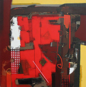 Abstract acrylic painting titled 'Untitled 4', 48x48 inches, by artist Sachin Pakhale on Canvas