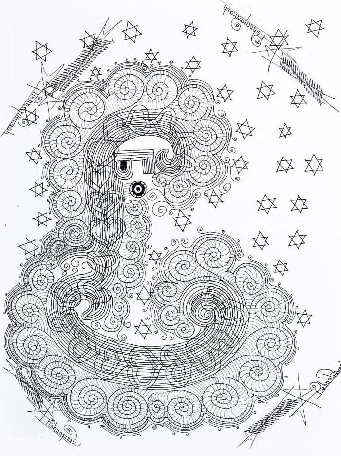 Religious mixed media drawing titled 'Untitled 4', 15x11 inches, by artist Krishnaprakash Vasant Martand on Canson paper