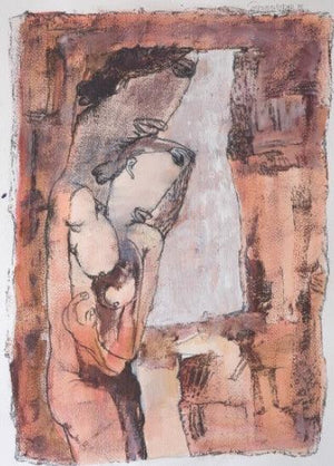 Figurative acrylic painting titled 'Untitled 4', 60x48 inches, by artist Raju Baviskar on Paper